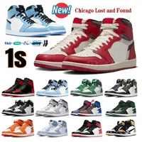 Mens 1 OG 1s basketball shoes Chicago Lost and Found Jumpman Retro High university blue black white bred patent men women designer sneakers sports trainers