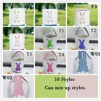 DHL Easter Egg Storage Basket Canvas Bunny Ear Bucket Creative Easter Gift Bag With Rabbit Tail Decoration 8 Styles bb1220