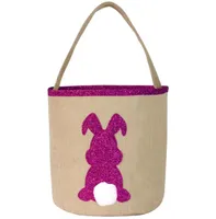Easter Basket Canvas Rabbit Bags Bunny long Ears Buckets Rabbits Tail Pail Latest Easter Eggs Hunt storage Bagkids candy gift handbag 19 Colors