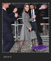 Sıradan elbiseler Kate Middleton Yüksek Kalite Sonbahar Kış Kadınları039S Siyah yaka dikişli zarif kemer ince parti moda elbise 6870537