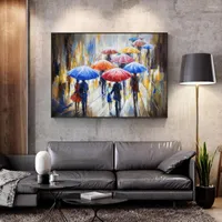 Dipinti Abstract Rortrait Oil Stampa su stampe d'arte di tela ragazza tenuta ombrello Nordic Wall Pictures Decorazione per la casa