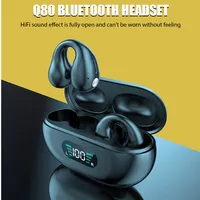 新しいQ80 TWSヘッドフォンエアロイヤーリングワイヤレスBluetooth 5.3骨伝導イヤホン耳介ヘッドセットTWSスポーツイヤホン