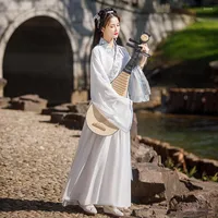 Stage noszenie sukienka Hanfu Kobiety chińskie tradycyjne ubrania Kostium cosplayowy biały sztuka pipa flet występ