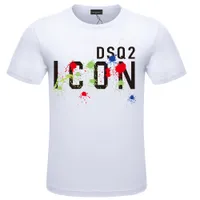 Dsq2 bomullstyg europeisk och amerikansk gränsöverskridande sommar kortärmad t-shirt tryckt casual rund nacke pullover herr mode topp