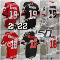 American College Football Wear NCAA Football Jersey 18 Marvin Harrison Jr. Ohio State Buckeyes Brock 19 Bowers New Red White Black Stitched Mens Jerseys 2022 150th