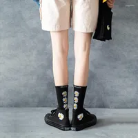 Erkek Çorap Guime House 2022 Nakış Daisy Pamuk Elastik Uzun Unisex Sıcak Kış Kadınlar Orta Tüp Sox