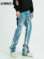 Men039s Jeans Lindsey Seader 2021 Hip Hop Denim Pantalon Flare Patchwork Men Streetwear HARAJUKU BAGGY AUTUMN HAREM TRANSERS9341097