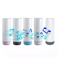 20oz Sublimation Bluetooth Tumbler Music Cups Straight Speaker Powder Coated with FREE Metal Straw & Brush Wireless Intelligent Double Wall 1221