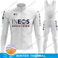 2023 White Ineos Grenadier Cycling Jersey Set Winter Cycling Clothing Men Road Bike Thermal Jacket Suit Cykelbyxa MTB Maillot