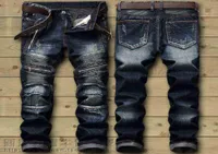 Men039s jeans sl￤pp mode Nya cyklisten jeans Men039s n￶dst￤llda stretch rippade hiphop Slim fit Hos Punk denim Cotton 4833524