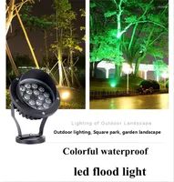Outdoor Flood Light Patio Tree Lights Waterproof Landscape Lawn Ground Floodlight Colorful RGB AC220V 12W 18W 24W Lamp