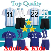 2023 Maglie da calcio Argentina a casa via Maria Aguero Higuain 22 23 Messi Dybala Boys Kit per bambini adulti con calzini da calcio
