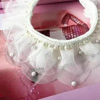 Dog Collars Stylish Comfortable To Wear Lace Faux Pearl Pet Collar Scarf Long Lasting Super Soft