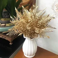 Декоративные цветы фальшивое растение искусственное золото серебряное листь