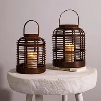 Kandelaars Vintage Decoratie Bamboehouder Nordic Antique Lantern Rustic Wedding Chandelier Bougeoir Home Accessoires