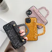 Роскошный 3D Camellia Relief Phone Case для iPhone 14 13 13pro Max 12 12pro 11 Pro XS XR X SE 8 7 Plus Lady Dimbag мягкая кожа