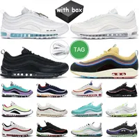 97 OG Box Men Women Running Shoes 97S Triple White Sean Wotherspoon Black Gold Bullet Midnight Navy Bred Reflective Sail Bright Mens Trainer