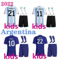 2022 Argentina soccer Jerseys KIDS KIT 22 23 BOYS MESSIS ALLISTER DYBALA DI MARIA MARTINEZ DE PAUL MARADONA child football shirt