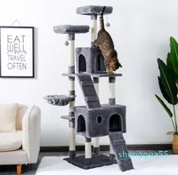 Katzenmöbel Scratchersmulti-Level-Baum für s mit gemütlichen Sitzstangen stabile Kletterrahmen Kratzplattenspielzeug grauer Beige 220909