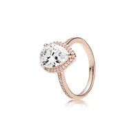 An￩is de casamento 18K Rose Gold Tear Drop CZ Diamond Ring com caixa original para Pandora 925 Sier Conjunto J￳ias de J￳ias Deliver