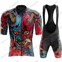 2022 Hannya Mask Cycling Jersey Set Retro Ghost Monster Cycling Men Men Road Bike Shirt Suit Suit Bicycle Bib Shorts Mtb Maillot
