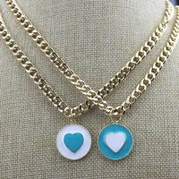Colliers pendants r￩glables 10str / lot mode CZ Collier de charme en ￩mail multi-couleurs de coeur en zircone bijoux en gros