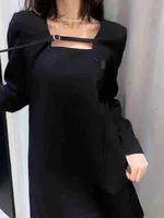 Robes d￩contract￩es Designer PD22 D￩collet￩ carr￩ coup￩ de ceinture d'￩pissage Version de la robe de ceinture sexy giw9