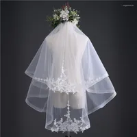 Bridal Veils Spring Style Two Layers Appliques Ivory With Comb Wedding Veil Accessories