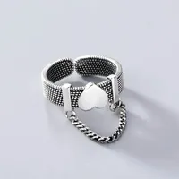 Hochzeitsringe HipHop Vintage Love Heart for Women Engagement M￤dchen Party Finger Ring Schmuck Bijoux Accessoires