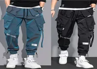 Men039s грузовые брюки мода хип -хоп многокетнего удара брюки модная уличная одежда твердые спортивные штаны пострадавшие Para hombre8468601
