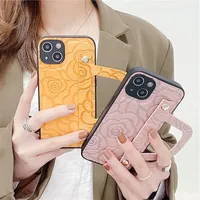 Роскошные 3D Case Camellia Relief Phone Case для iPhone 14 13 13pro Max 12 12pro 11 Pro XS XR X SE 8 7 Plus Lady Dimbag мягкая кожа