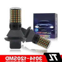 Dual Color 120SMD 3014 LED Car Bulbs Canbus White Yellow S25 1156 BA15S BAU15S T20 W21W 3157 7443 Turn Signal Lights DRL 12V
