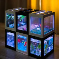 Aquários empilháveis ​​para desktop em miniatura aquário Aquário Tartaruga geléia Betta Réptil Mini controle remoto 221220