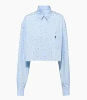نساء القطن القطن القصيرة القصيرة قمصان بلوزة مع Diamant 2022 Girls Milan Runway end Ballly Custom Poplin Designer Shirt 5579620