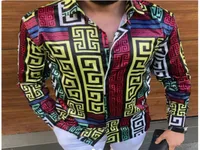Modedrucken Herren Casual Shirts drehen Kragen Langarm Camisa Plus Size 3xl Lujo Kleidung Top Blusa Spring Herbst Hawaii HO1876430
