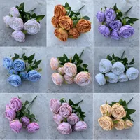 7 Heads Rose Flowers Bouquet Valentine Day Gifts Wedding Centerpieces Home Romantic Atmosphere Artificial Roses Decoration