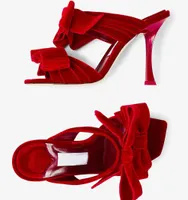 Berühmte Marke Frauen Flaca Sandalen Schuhe mit Bogenvelvet Quadratz Zeh Slip auf Slipper Maultiere elegante lässige Gehen sexy Sandalien mit Box EU35-44