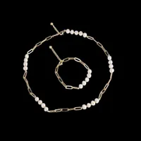 Neueste Design Süßwasserperlen Halskette Armband Set Weihnachtsgeschenk -Perlenschmuck Set
