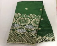 5 jardów nowa moda zielona bawełniana tkanina ze złotymi cekinami design afrykański George Lace Fabric do ubrań OG343863052