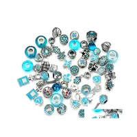 Encantos 50 piezas/lote aleación de cristal de cristal acto de cuentas de agujero grande para collares de pulseras Joyas de bricolaje 10 colores Drop de entrega de got