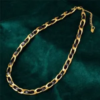 Collier punk Chain Woman Designer Hip Hop Jewelry 18K Gold Chains 316L Titanium Steel Cuban Link Chains en cuir Chokers Colliers d'argent pour femmes