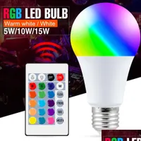 LED ampuller BBS E27 Akıllı Kontrol RGB Işık Dimmable 5W 10W 15W RGBW LAMP COLRF BB Sıcak Beyaz Dekor Ev Damlası Düzeneği DHHJ6