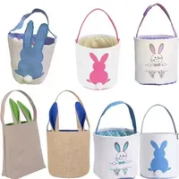 Easter Eggs Hunt Basket Festive Canvas Bunny Bags Rabbit Fluffy Tails Tote Bag Party Celebrate Decoration Gift Toys Handbag Wholesale DD