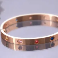Ka Jia 18K Rose Gold Eternal Ring Mens and Women's Color Diamond Bracelet Titanium Steel Tournevis Love Love Wide Bracelet