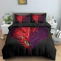 Bedding Sets 3D Cool Head of Dragon Duvet Cover Microfiber Mythical Monster Set Ancient Wild Animal Consolador Twin for Boy Teen