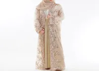 Fashion Women Wilien Recamitine Prospettiva in pizzo Abaya Donne musulmane Long Cardigan Chiffon Blego Turkish Islamic Clothing A8703543141