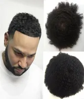 8mm Wave Human Hair Toupee Full Swiss spets för svarta män Replaceringssystem 810 tum djupa lockiga hårstycken9224328
