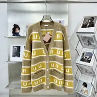 Jacquard Mohair Cardigan Sweaters voor mannen Vrouwen gestreepte letters dames jassen lagen met lange mouwen trui kleding