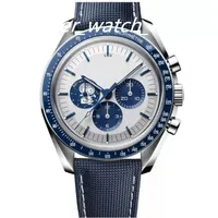 Man Watch Quartz Movement Blue bezel strap Limited Edition Chronograph sports Battery Power limited master montre mans Wristwatch Watchs Accessories