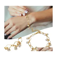 Кольца и браслеты, установленные для подростков, прозрачная кристаллическая кисточка браслет Женщина модная легкая роскошная эн -обручи Серьги Женщины бросают дхкус